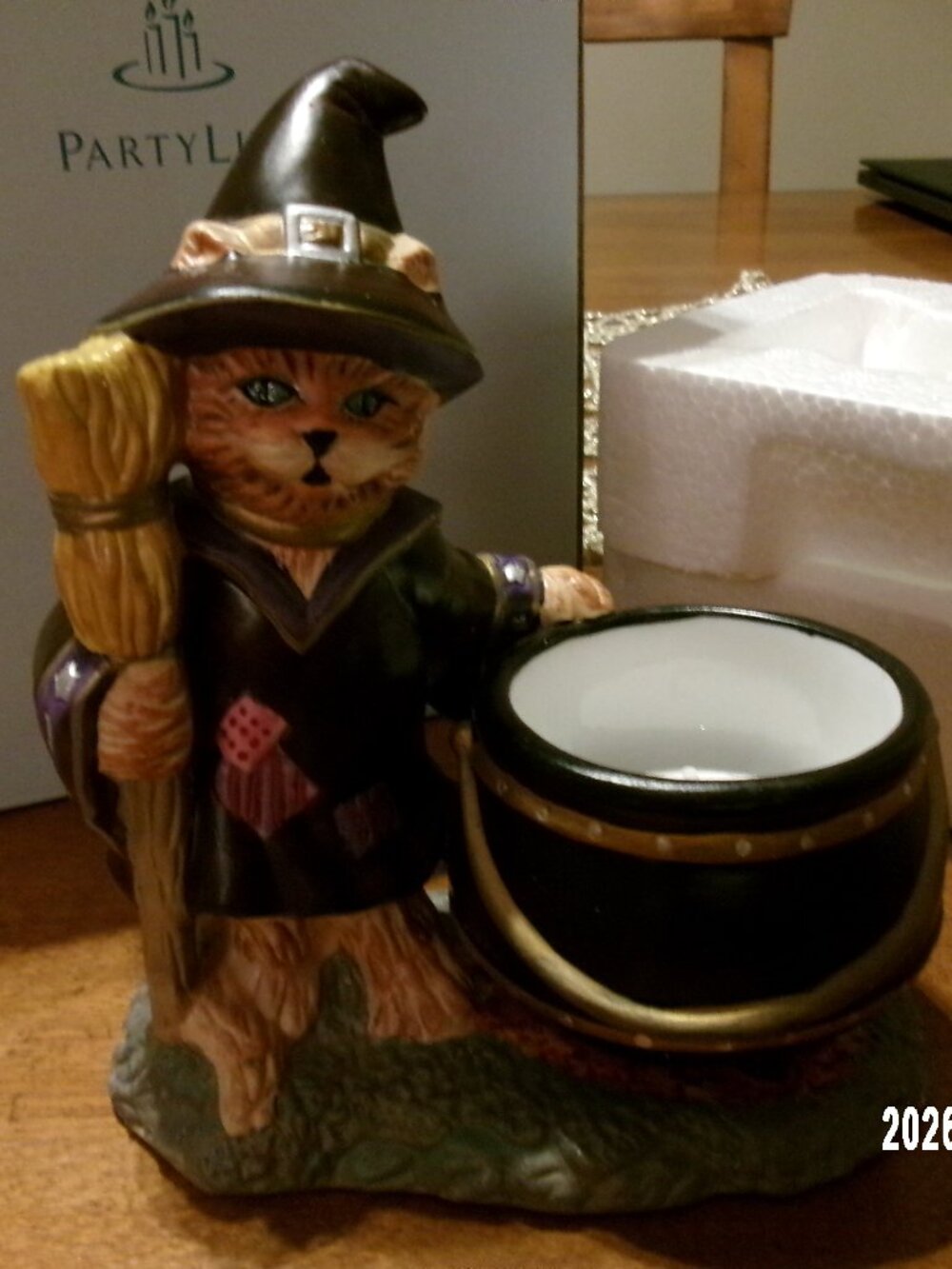 Partylite ‘03 P7343 Abracadandle Votive Holder Halloween Cat Tealight Candle